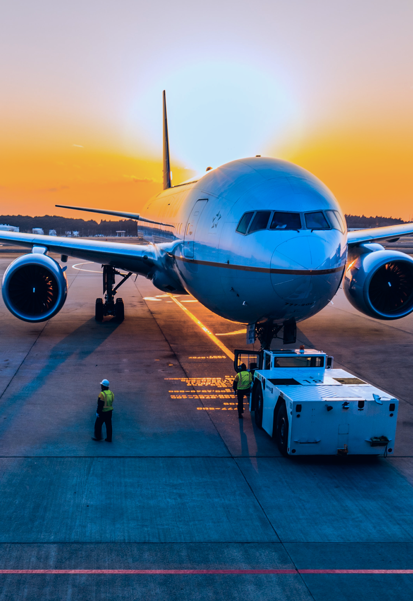 Airplane at sunset